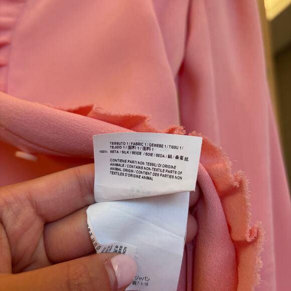Balenciaga baby pink silk ruffled blouse frilly chic girly button down size 36 - Picture 8 of 9